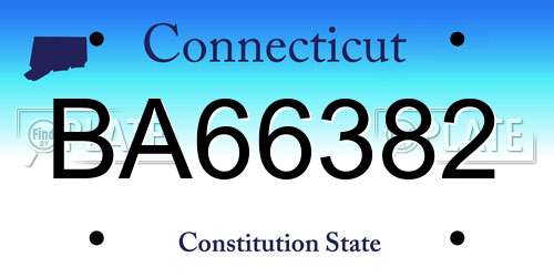 BA66382 Connecticut License Plate