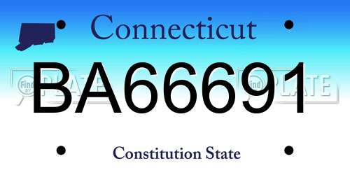 BA66691 Connecticut License Plate