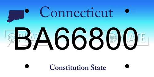 BA66800 Connecticut License Plate