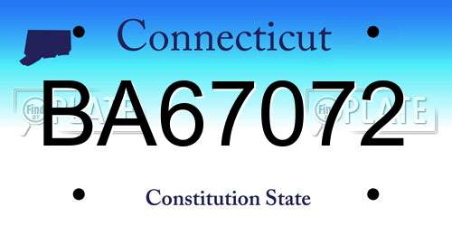 BA67072 Connecticut License Plate