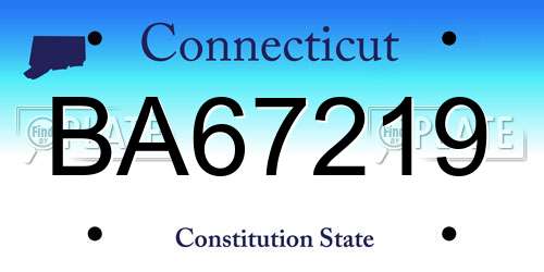 BA67219 Connecticut License Plate