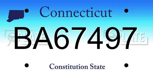 BA67497 Connecticut License Plate