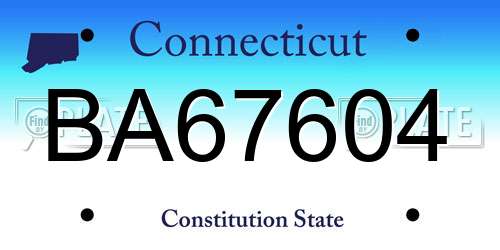 BA67604 Connecticut License Plate