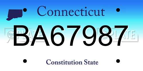 BA67987 Connecticut License Plate