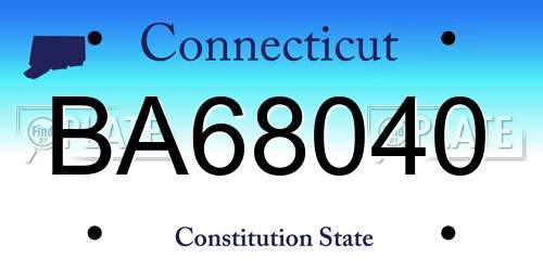 BA68040 Connecticut License Plate