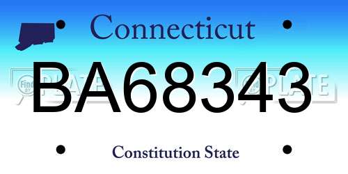 BA68343 Connecticut License Plate