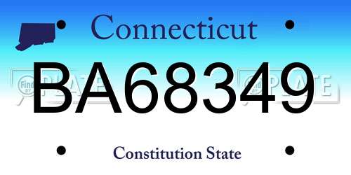 BA68349 Connecticut License Plate