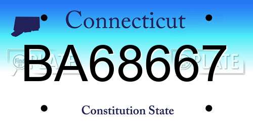 BA68667 Connecticut License Plate