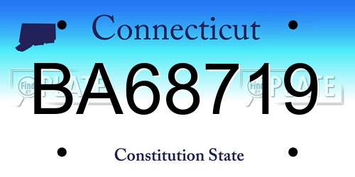 BA68719 Connecticut License Plate