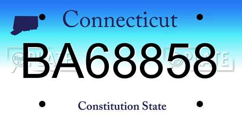 BA68858 Connecticut License Plate