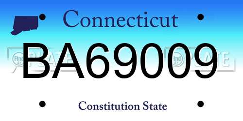 BA69009 Connecticut License Plate