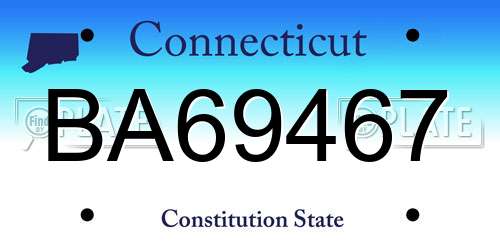 BA69467 Connecticut License Plate