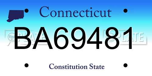 BA69481 Connecticut License Plate