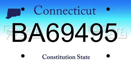 BA69495 Connecticut License Plate