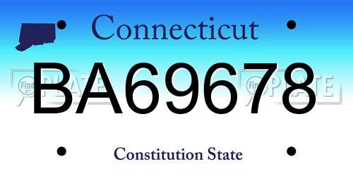 BA69678 Connecticut License Plate