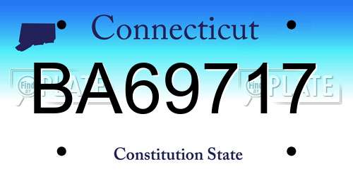 BA69717 Connecticut License Plate