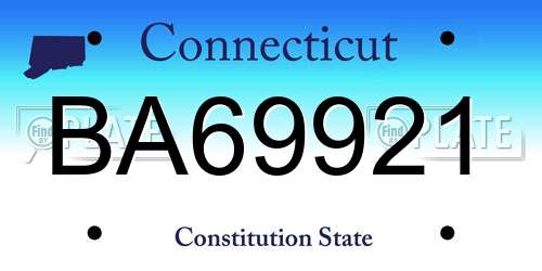 BA69921 Connecticut License Plate
