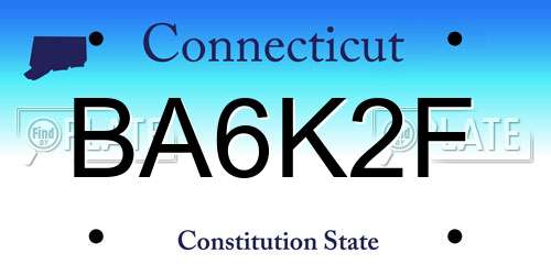 BA6K2F Connecticut License Plate