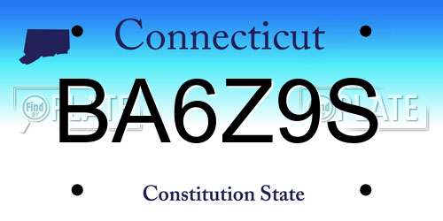 BA6Z9S Connecticut License Plate