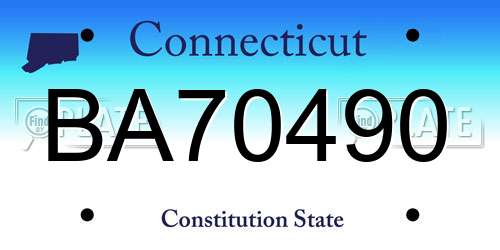 BA70490 Connecticut License Plate