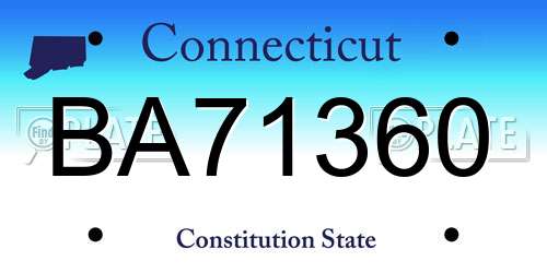 BA71360 Connecticut License Plate
