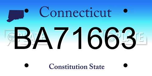 BA71663 Connecticut License Plate