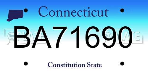BA71690 Connecticut License Plate
