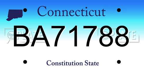 BA71788 Connecticut License Plate