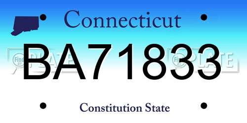 BA71833 Connecticut License Plate