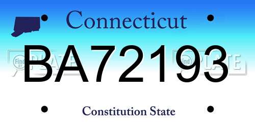 BA72193 Connecticut License Plate