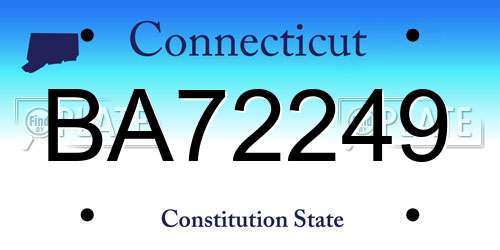 BA72249 Connecticut License Plate