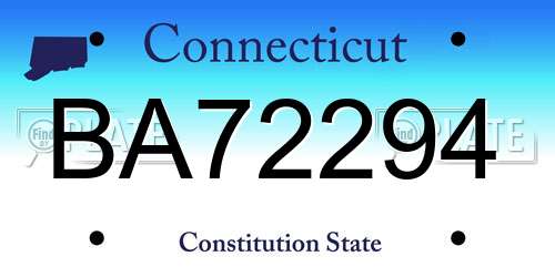 BA72294 Connecticut License Plate