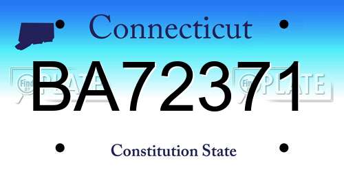BA72371 Connecticut License Plate