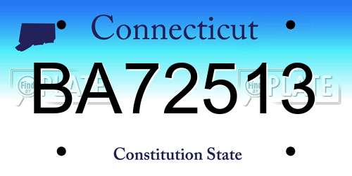 BA72513 Connecticut License Plate