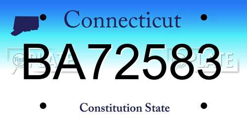 BA72583 Connecticut License Plate