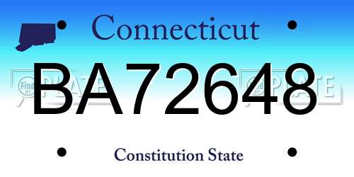 BA72648 Connecticut License Plate