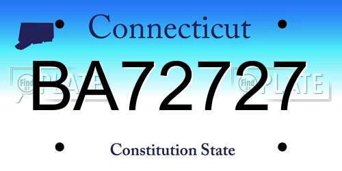 BA72727 Connecticut License Plate