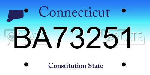 BA73251 Connecticut License Plate