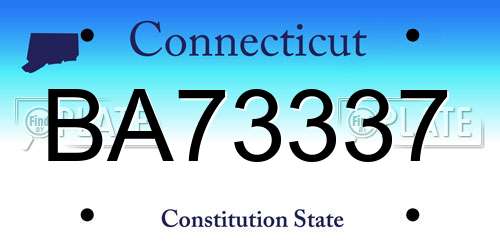 BA73337 Connecticut License Plate