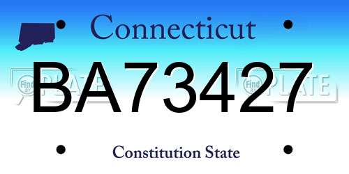 BA73427 Connecticut License Plate