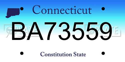 BA73559 Connecticut License Plate
