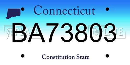 BA73803 Connecticut License Plate