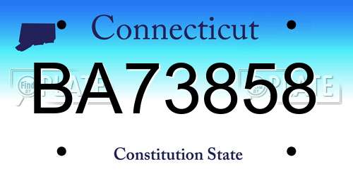 BA73858 Connecticut License Plate
