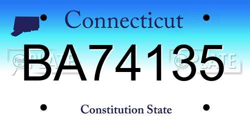 BA74135 Connecticut License Plate