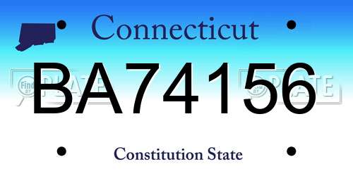 BA74156 Connecticut License Plate