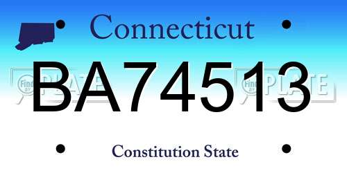 BA74513 Connecticut License Plate
