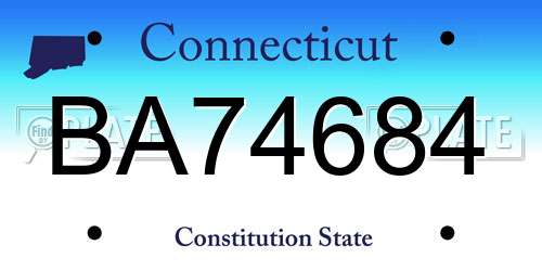 BA74684 Connecticut License Plate