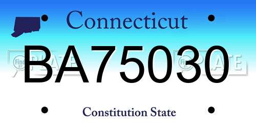 BA75030 Connecticut License Plate
