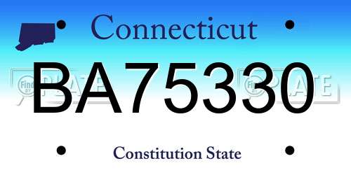 BA75330 Connecticut License Plate