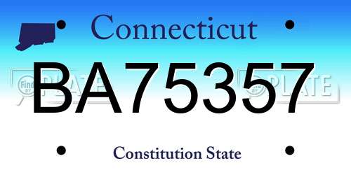 BA75357 Connecticut License Plate
